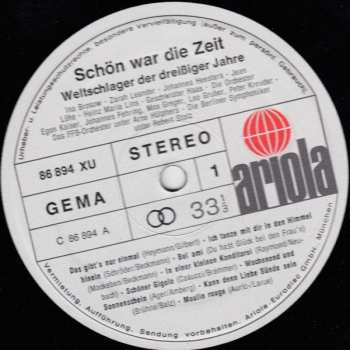 2LP Various: Schön War Die Zeit (Weltschlager Der 30er Jahre)