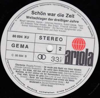 2LP Various: Schön War Die Zeit (Weltschlager Der 30er Jahre)