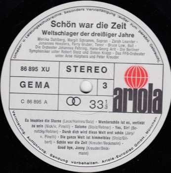 2LP Various: Schön War Die Zeit (Weltschlager Der 30er Jahre)