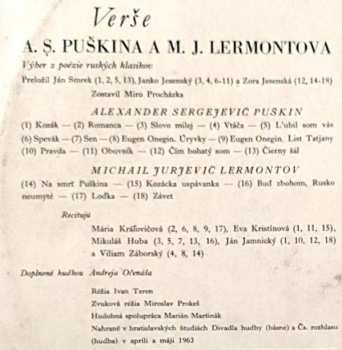 LP Various: Verše A.S.Puškina A M.J.Lermontova