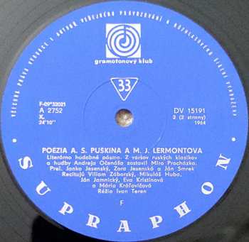 LP Various: Verše A.S.Puškina A M.J.Lermontova