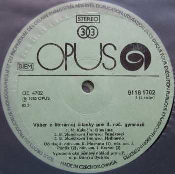 4LP/Box Set Various: Výber Z Literárnej Čítanky Pre II. Ročník Gymnázií
