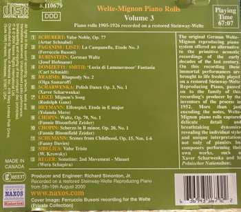 CD Various: Welte-Mignon Piano Rolls Volume 3