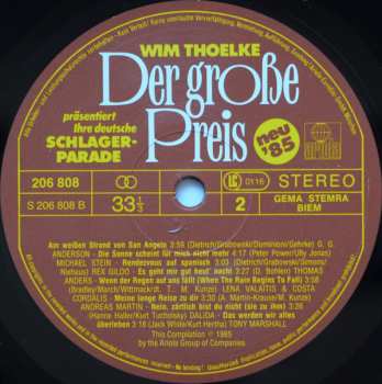 LP Various: Der Große Preis (Wim Thoelke Präsentiert Ihre Deutsche Schlagerparade - Neu '85)