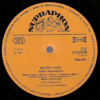 LP Věra Špinarová: Meteor Lásky