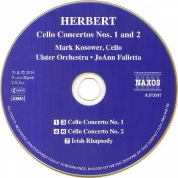 CD Victor Herbert: Cello Concertos Nos. 1 And 2 / Irish Rhapsody