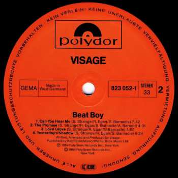 LP Visage: Beat Boy