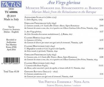 CD Vox Poetica Ensemble: Ave Virgo Gloriosa: Musiche Mariane Dal Rinascimento Al Barocco