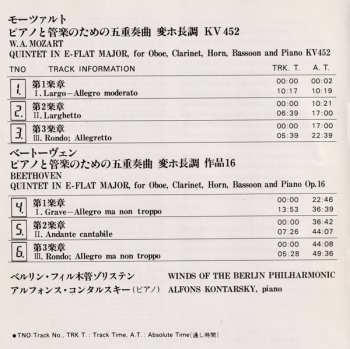 CD Ludwig van Beethoven: Quintet In E-Flat Major For Oboe, Clarinet, Horn, Bassoon And Piano, KV452 / Quintet In E-Flat Major For Oboe, Clarinet, Horn, Bassoon And Piano, Op.16