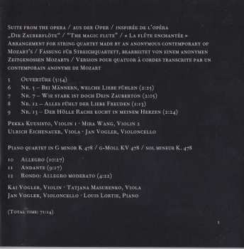 CD Wolfgang Amadeus Mozart: String Quintet K 515 - Die Zauberflöte - Piano Quartet K 478