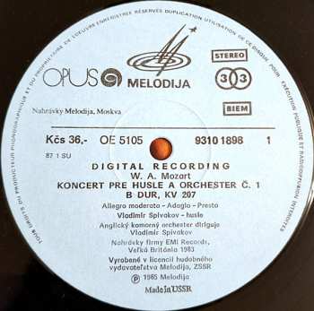 LP Wolfgang Amadeus Mozart: Koncerty Pre Husle A Orchester Č. 1 B Dur KV 207 / Č. 4  D Dur KV 218