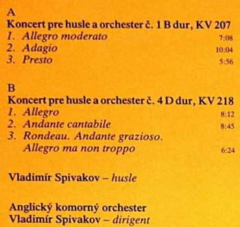 LP Wolfgang Amadeus Mozart: Koncerty Pre Husle A Orchester Č. 1 B Dur KV 207 / Č. 4  D Dur KV 218