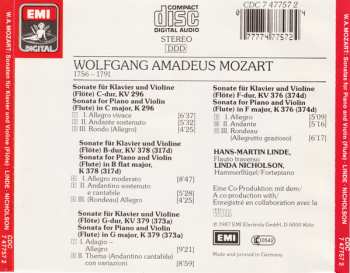 CD Wolfgang Amadeus Mozart: Sonatas for Piano and Violin (Flute)