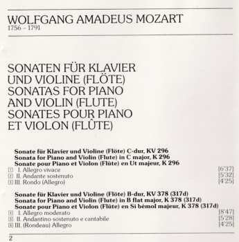CD Wolfgang Amadeus Mozart: Sonatas for Piano and Violin (Flute)