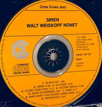 CD Walt Weiskopf Nonet: Siren