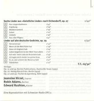 CD Walter Courvoisier: Lieder Und Klavierwerke