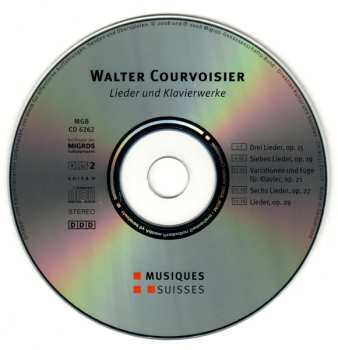 CD Walter Courvoisier: Lieder Und Klavierwerke