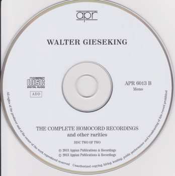 2CD Walter Gieseking: The Complete Homocord Recordings And Other Rarities