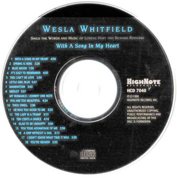 CD Wesla Whitfield: With A Song In My Heart