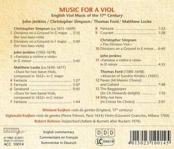 CD Sigiswald Kuijken: Music For A Viol - English Viol Music Of The 17th Century