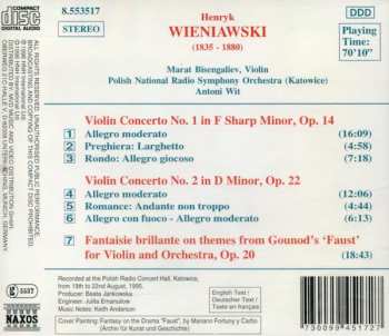 CD Henryk Wieniawski: Violin Concertos Nos. 1 And 2 / Faust Fantasy