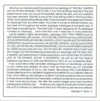 CD Wild Bill Davison And His All Star Stompers: This Is Jazz!
