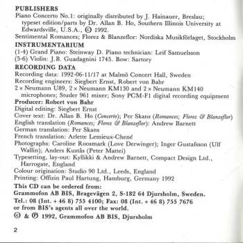 CD Paavo Järvi: Piano Concerto No. 1 In B Flat Minor. Op. 1 (Original Version) / Two Sentimental Romances, Op. 28, For Violin & Orchestra / Florez And Blanzeflor, Op. 3, For Baritone & Orchestra