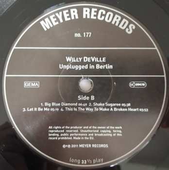 2LP Willy DeVille: Unplugged In Berlin W / Seth Farber & David Keyes