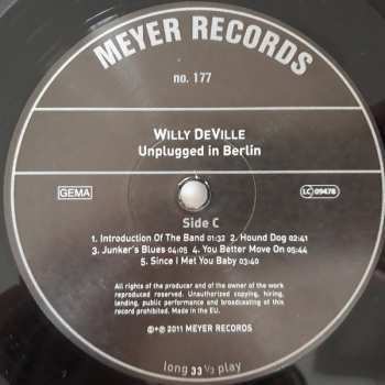 2LP Willy DeVille: Unplugged In Berlin W / Seth Farber & David Keyes