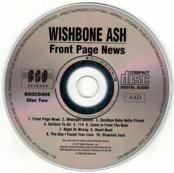 2CD Wishbone Ash: New England/Front Page News