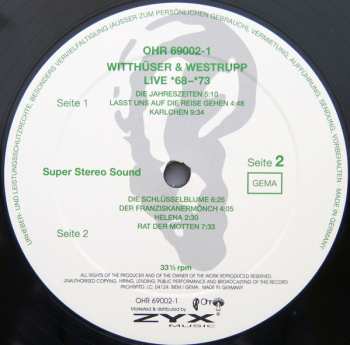 2LP Witthüser & Westrupp: Live *68–*73