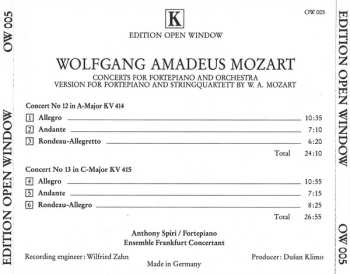 CD Wolfgang Amadeus Mozart: Concerts For Fortepiano And Orchestra - Version For Fortepiano And Stringquartett By W. A. Mozart - Concert N° 12 In A-Major, KV 414; N° 13 In C-Major, KV 415