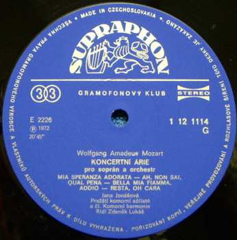 LP Wolfgang Amadeus Mozart: Bella Mia Fiamma Addio