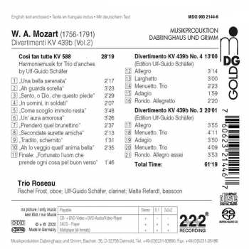 SACD Wolfgang Amadeus Mozart: Così Fan Tutte KV 588 (Harmoniemusik), Divertimenti KV 439b (III, IV) (Vol. 2)
