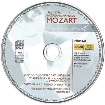 CD Wolfgang Amadeus Mozart: Symphonies Nos. 39 & 41 / Titus Overture