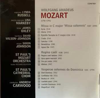 CD Wolfgang Amadeus Mozart: Missa Solemnis - Vesperae De Domenica K321 - Regina Caeli K108