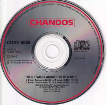 CD Wolfgang Amadeus Mozart: Piano Concertos Vol. 1 - No. 20 K466 - No. 23 K488