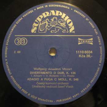 LP Wolfgang Amadeus Mozart: Malá Noční Hudba / Divertimento D Dur / Adagio A Fuga C Moll