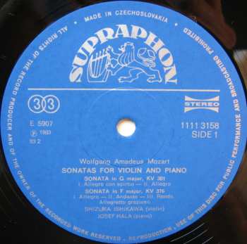 LP Josef Hála: Sonatas For Violin And Piano (83 1)
