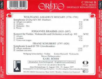 CD Johannes Brahms: Symphonie KV 385 / Doppelkonzert / Symphonie H-moll Unvolendete
