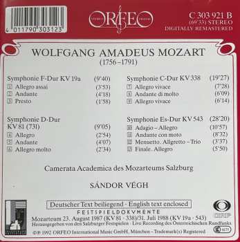 CD Wolfgang Amadeus Mozart: Symphonien KV 19a • 81 • 338 • 543