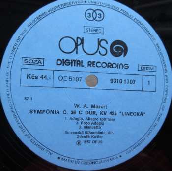 LP Wolfgang Amadeus Mozart: Symphony No.36 In C Major, K. 425 »Linz« / No.35 In D Major, K. 385 »Haffner«