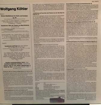 LP Wolfgang Köhler: Sieben Meditationen Für Harfe Und Cembalo - Op. 64 / Variationen Über Ein Thema Von Bach-Brahms Für Harfe - Op. 62 / Variationen Und Fuge Über Zwei Themen Von J. S. Bach Für Orgel