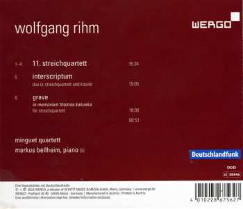 CD Wolfgang Rihm: 11. Streichquartett / Interscriptum / Grave