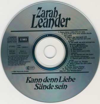 CD Zarah Leander: Kann Denn Liebe Sünde Sein