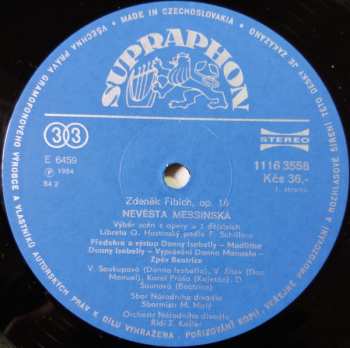 LP Orchestr Národního Divadla: Nevěsta Messinská . The Bride of Messina