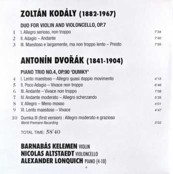 CD Antonín Dvořák: Duo For Violin And Violincello Op. 7 / Piano Trio Op. 90 ‛Dumky’